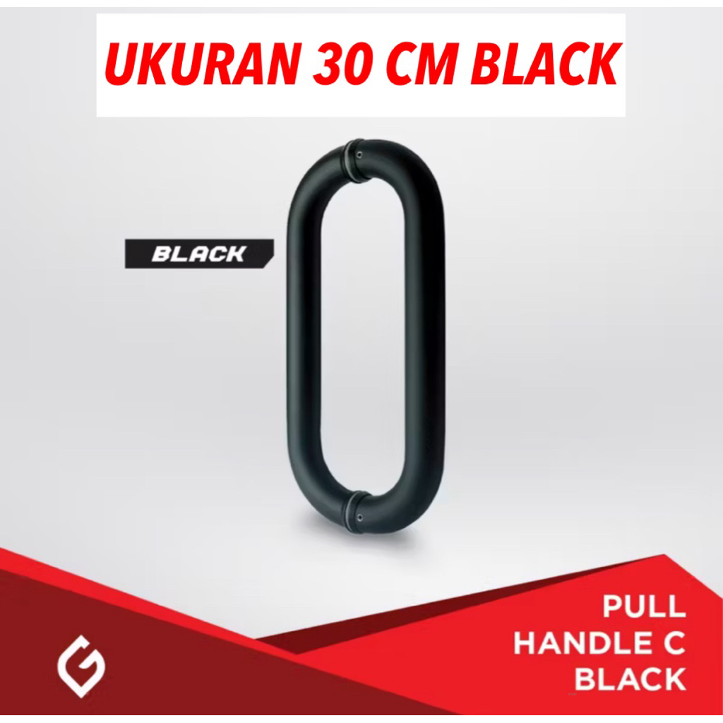 pull handle pintu kaca black matte handel C tarikan pintu kaca alumunkum pull handle pintu C 20 cm t