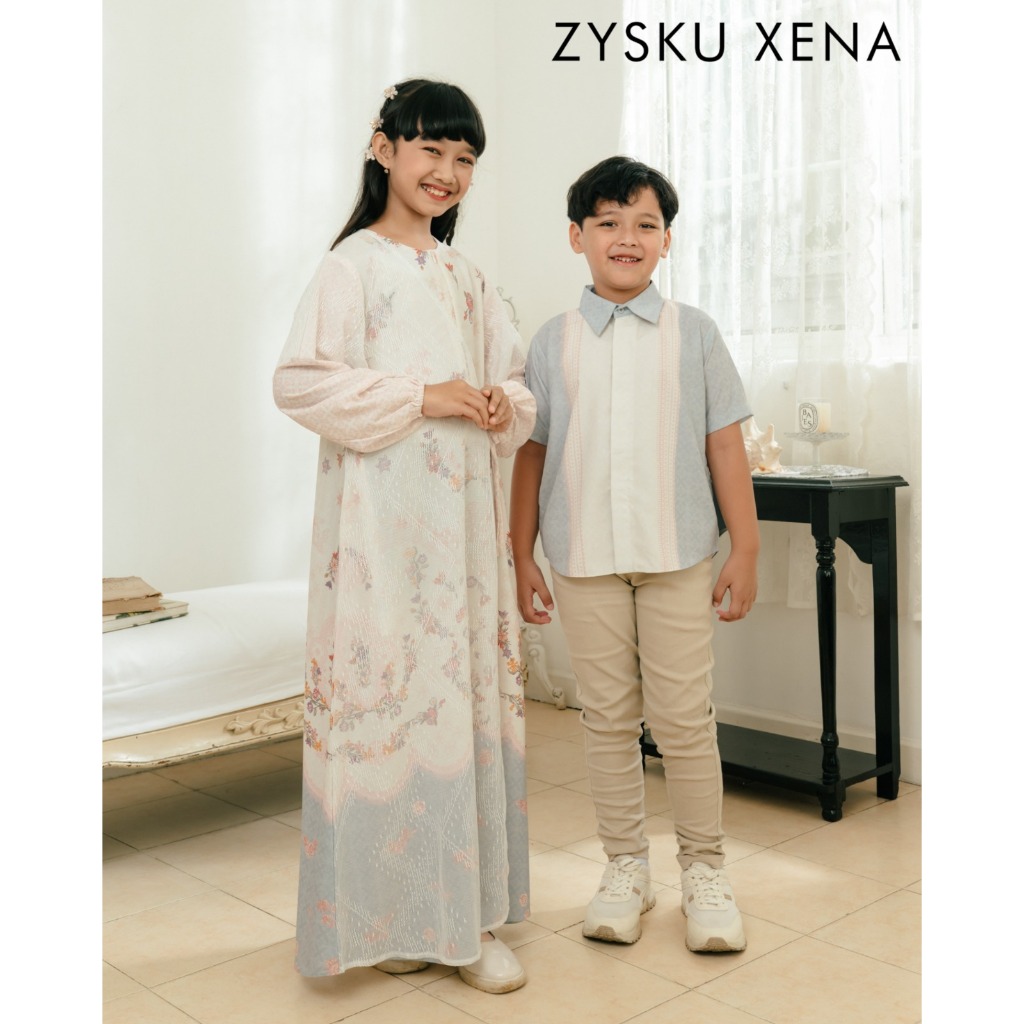 Zysku Xena | Sarimbit Anak 2026 | Windsor Dress Anak & Koko Anak - Porcelain | Raya Lebaran