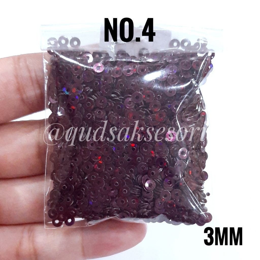 Sequin/payet/burci flat 3mm jepang bintik