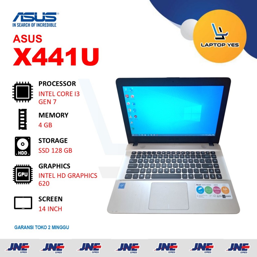Laptop Asus x441u core i3 gen 7 sudah pakai ssd