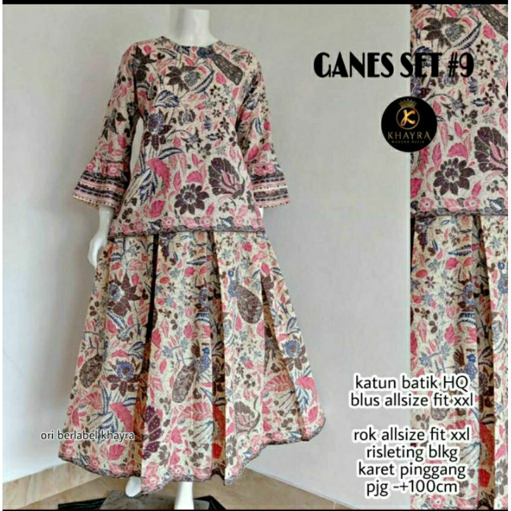 Ganes Set Batik Solo Setelan Batik Wanita