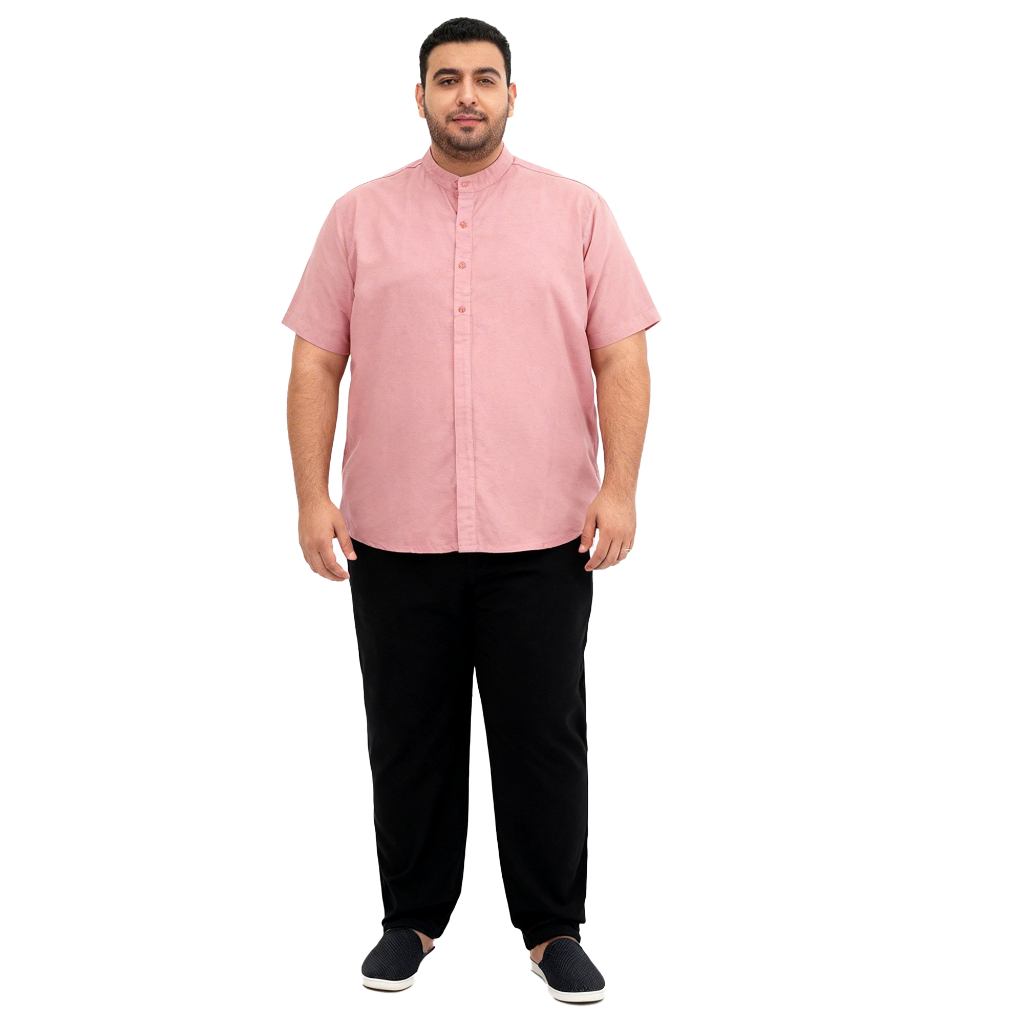 Eastlore Kemeja Koko Linen Casual Shirt Pink Bigsize Original - Baju Muslim Pria Merah Muda Jumbo Si