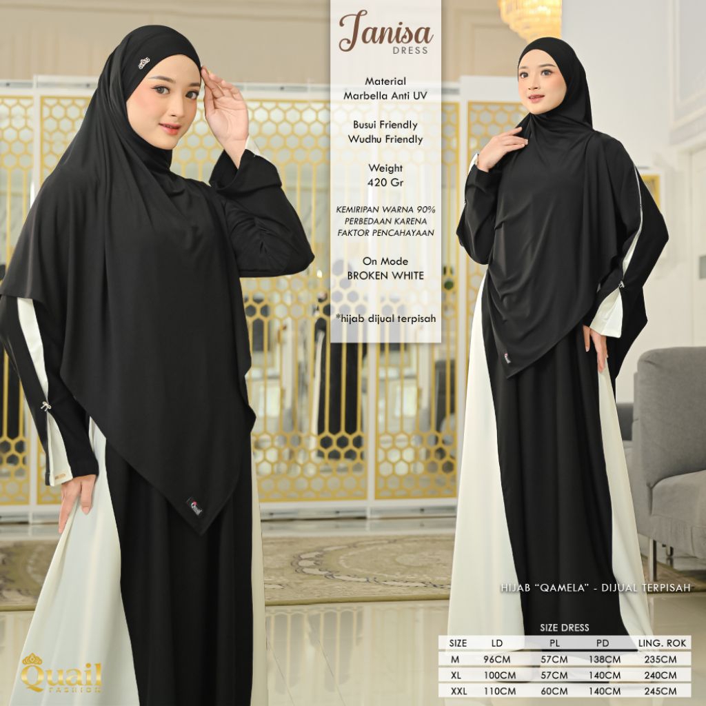 JANISA Dress Muslim Gamis Wanita Premium Original Quail Hijab