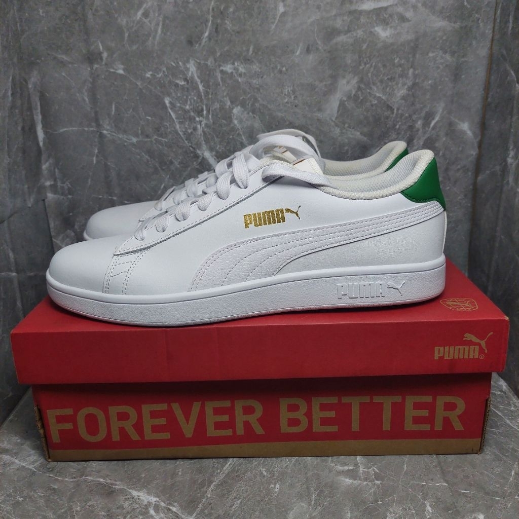 PUMA SMASH V2 L MENS WHITE/GREEN SIZE 45 INSOLE 29,5CM
