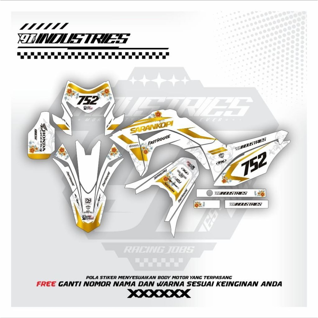 DECAL STICKER MOTOR HONDA CRF PUTIH