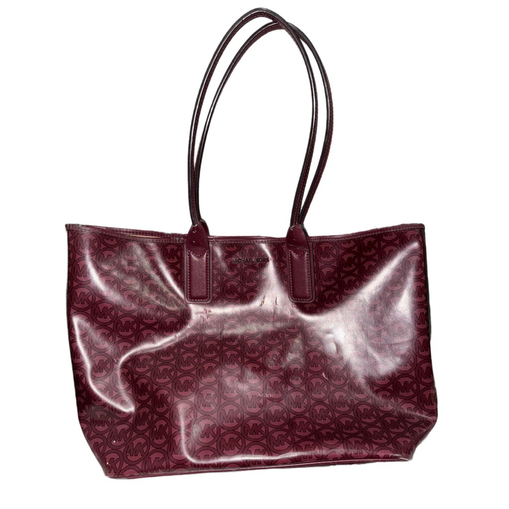 Michael Kors Tote Bag Original Burgundy MK Monogram Large