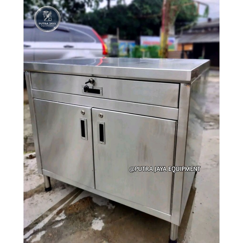 Meja kabinet dapur restoran / Lemari kabinet stainless premium anti karat / meja kabinet stainless /