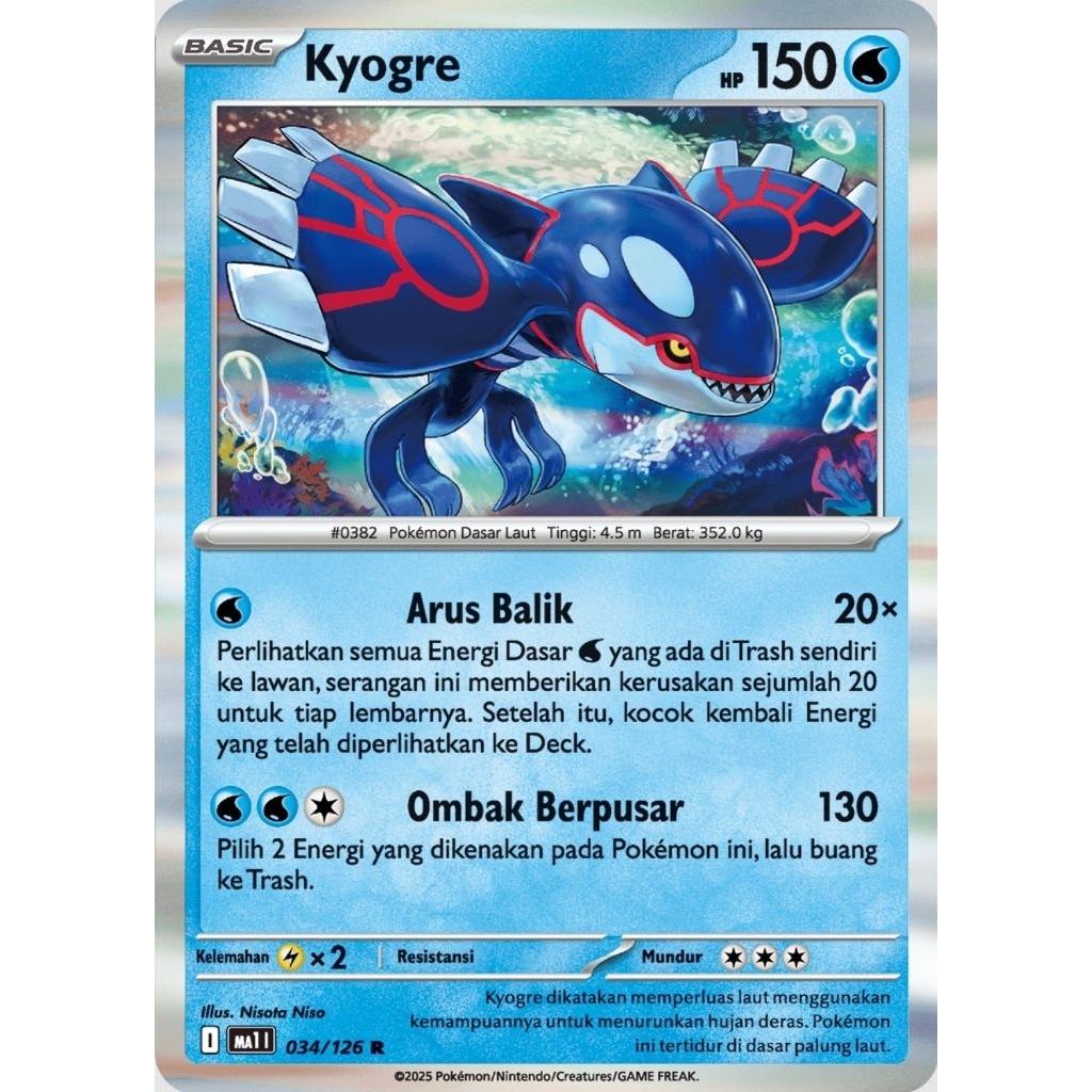 Kyogre R Holo MA1 034/126 Mega Evolusi Original TCG Pokemon
