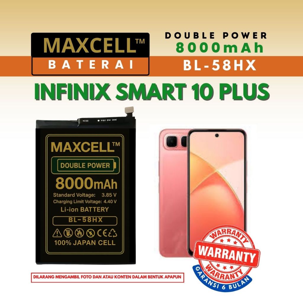 Baterai BL-58HX Compatible Infinix Smart 10 Plus Double Power 8000mAh