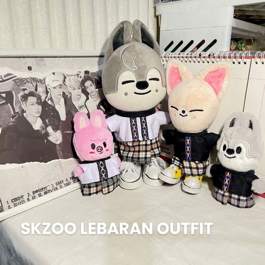 SKZOO Lebaran Outfit Plush Baju Muslim Sarung Boneka Stray Kids Wolfchan Leebit Dwaekki Jiniret Han 