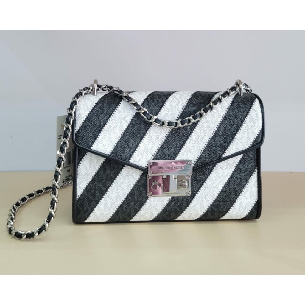 mk Rose Medium flap shoulder bag black multi