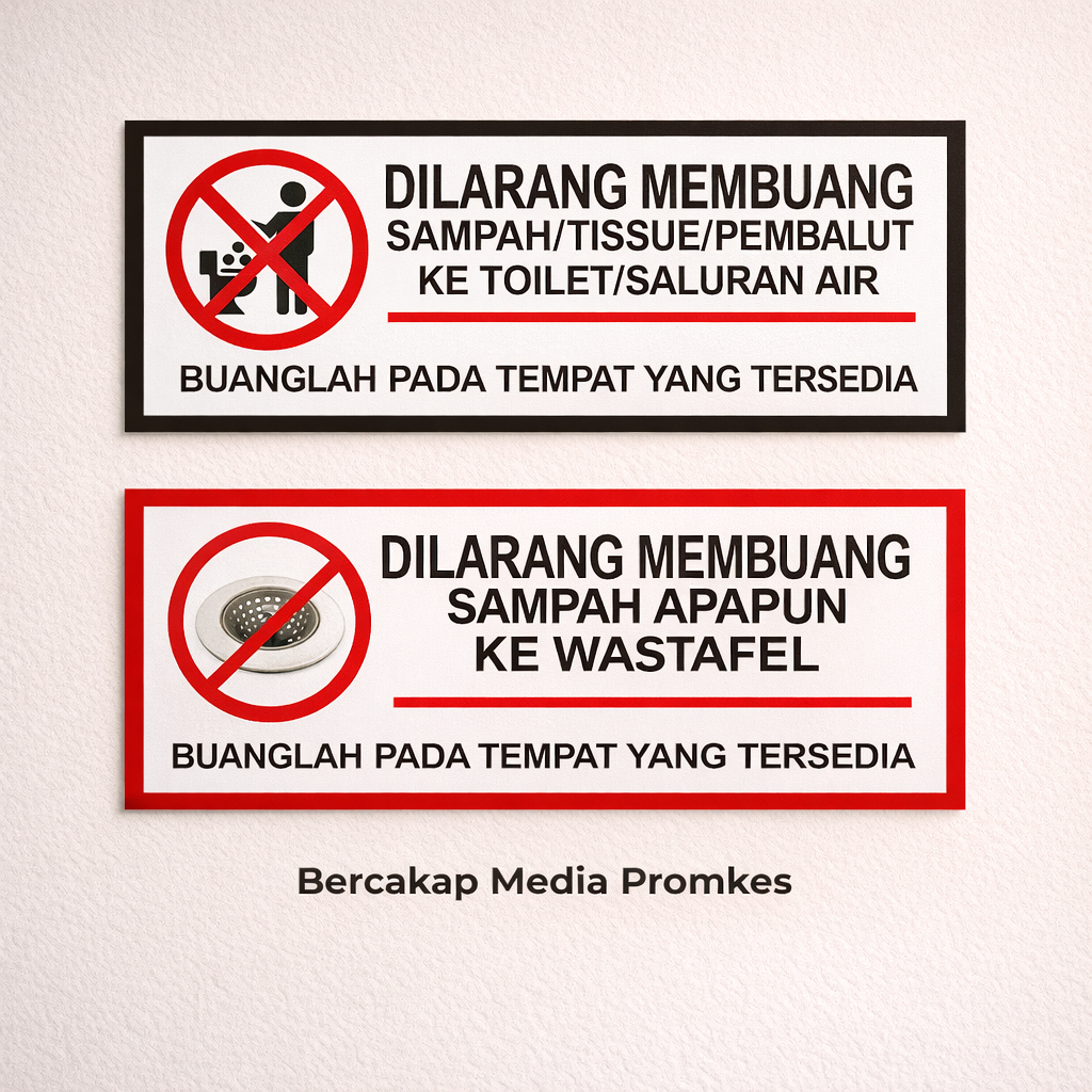 Stiker Larangan Membuang Sampah pada Wastafel | Sticker Wastafel Bukan Tempat Sampah