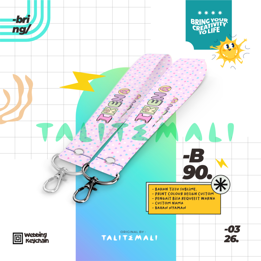 Gantungan Kunci Tali Lanyard Custom PATERN DESIGN 3 2.5 cm x 18 cm Tisu Polyester Anti Luntur