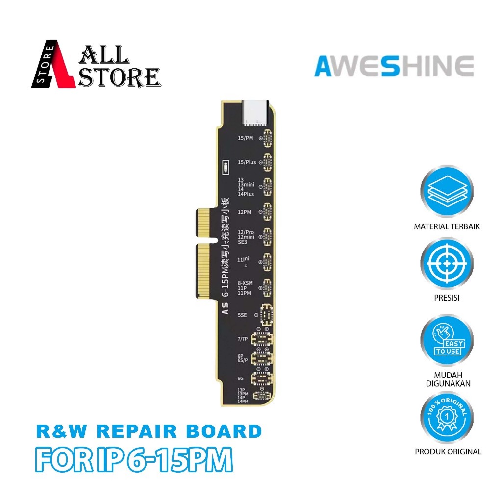 BATTERY REPAIR FAST CHARGING ADAPTER R&W AWESHINE IPHONE 6-15 PRO MAX - BOARD ADAPTOR BATERAI FAST C