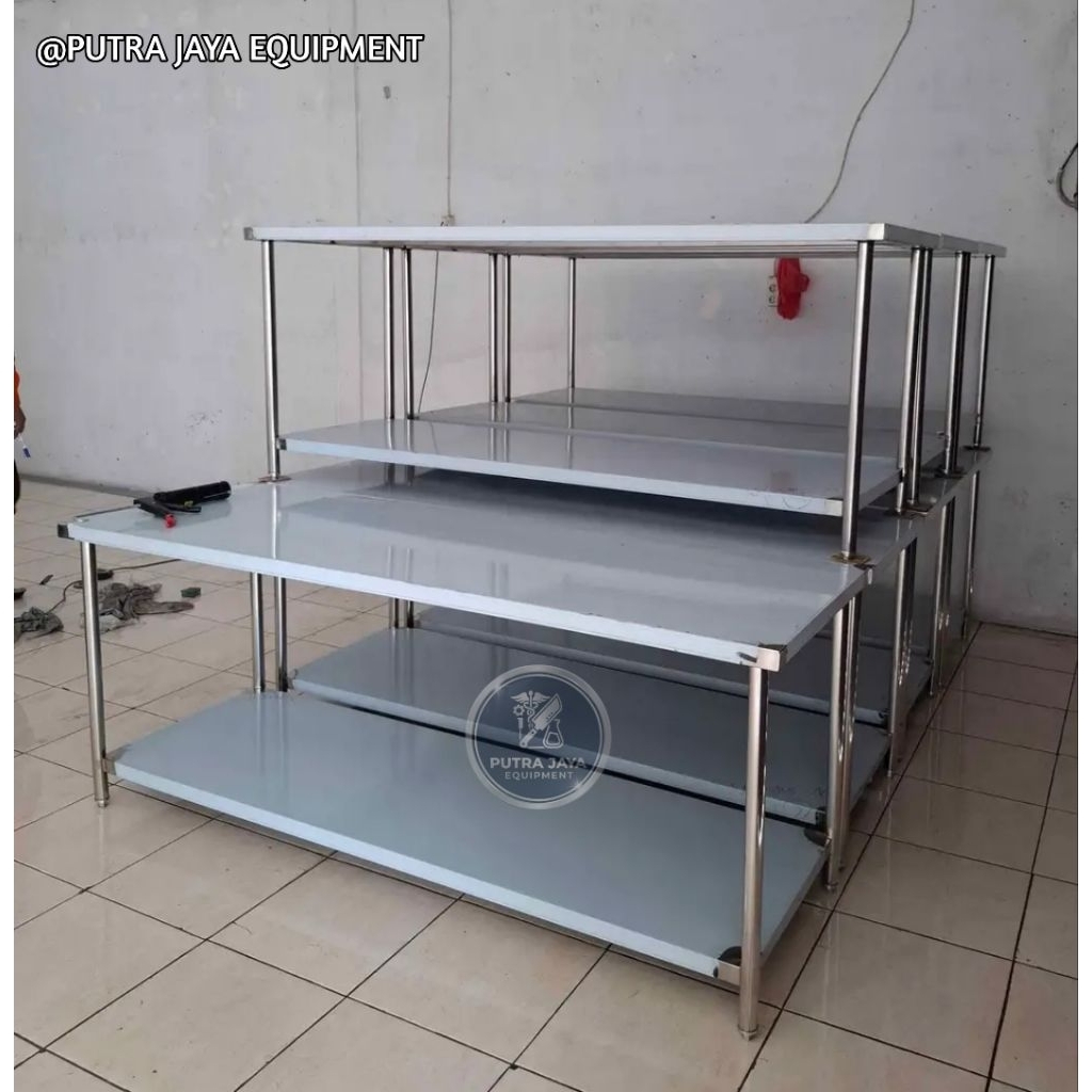 Meja 2 Susun Stainless 201 HL Dapur MBG Restoran | Meja Stainless 2 Shap | Meja Dapur MBG | Meja dap