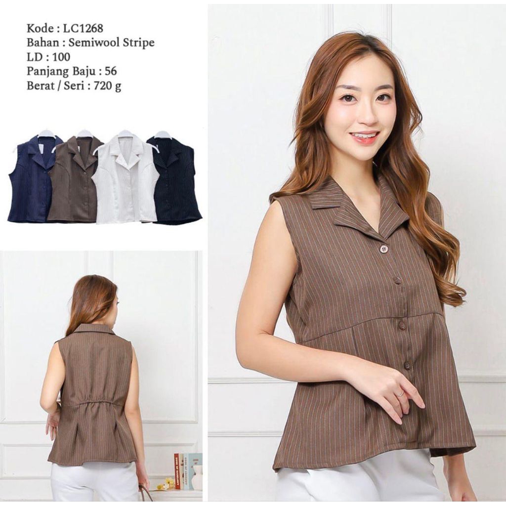LC1268-Vest wanita semiwoll stripe