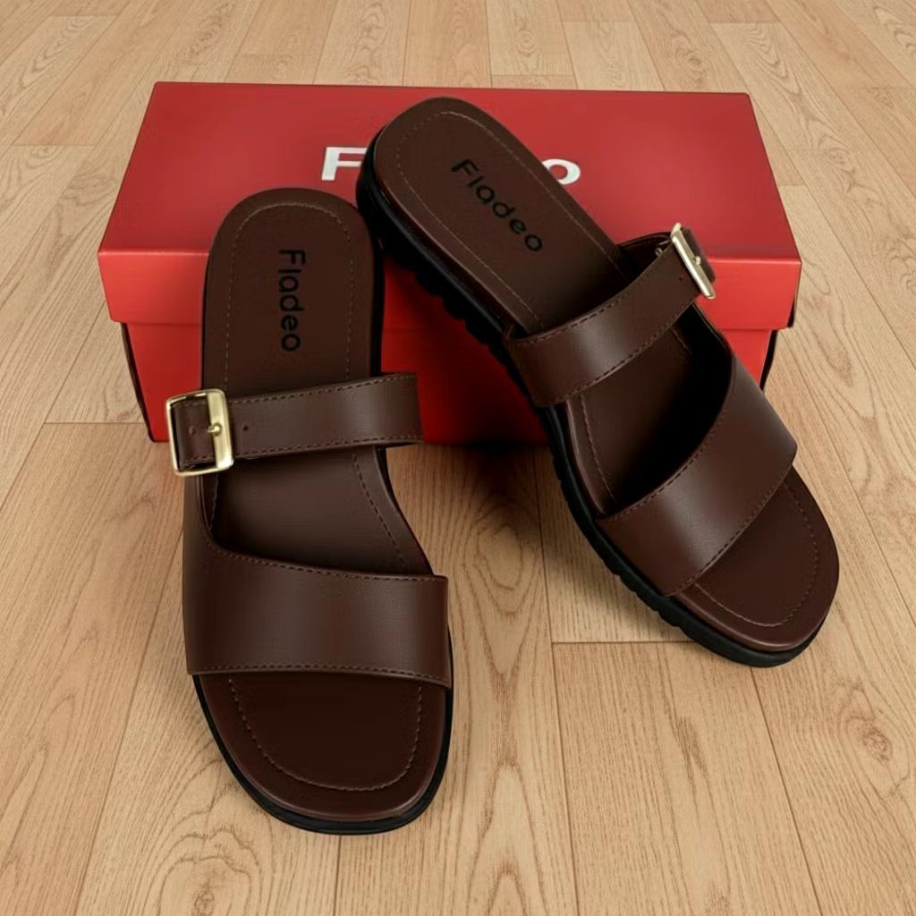 Fladeo Sandal Wanita Flat Buckle Strap / Sendal Teplek Casual