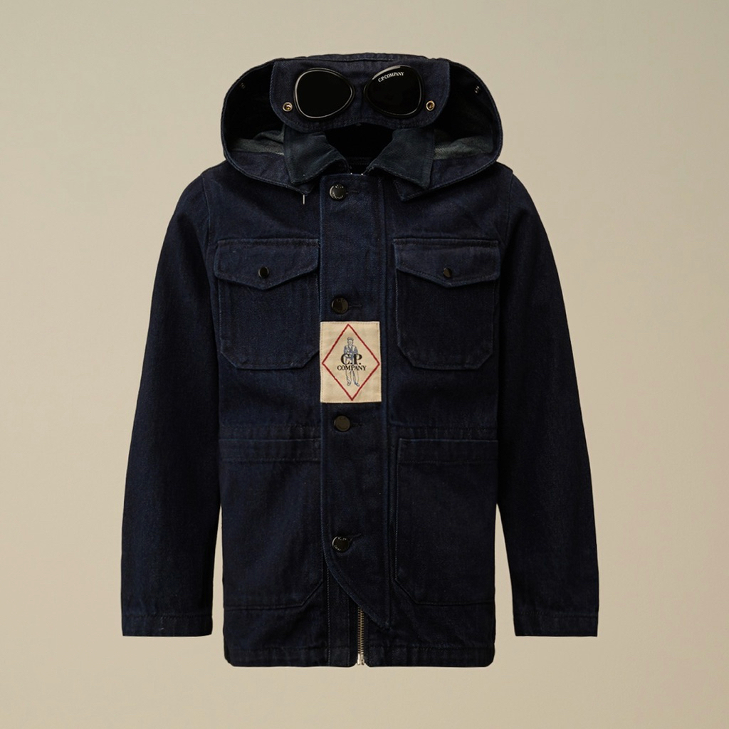 Cp Company Undersixteen Denim Goggle Jacket Denim Blue