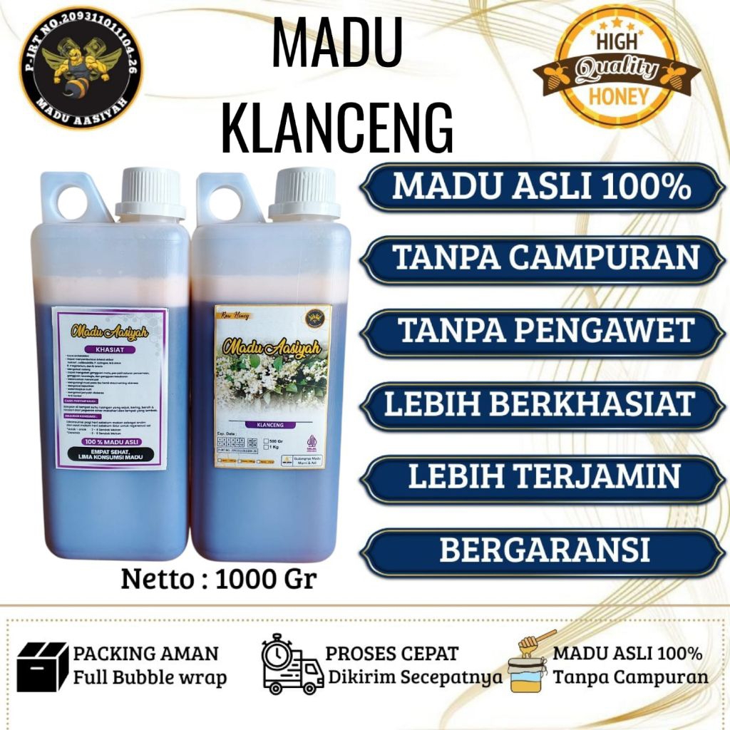 [Raw Honey] AASIYAH Madu Mentah Madu Klanceng 1kg Asli  100%