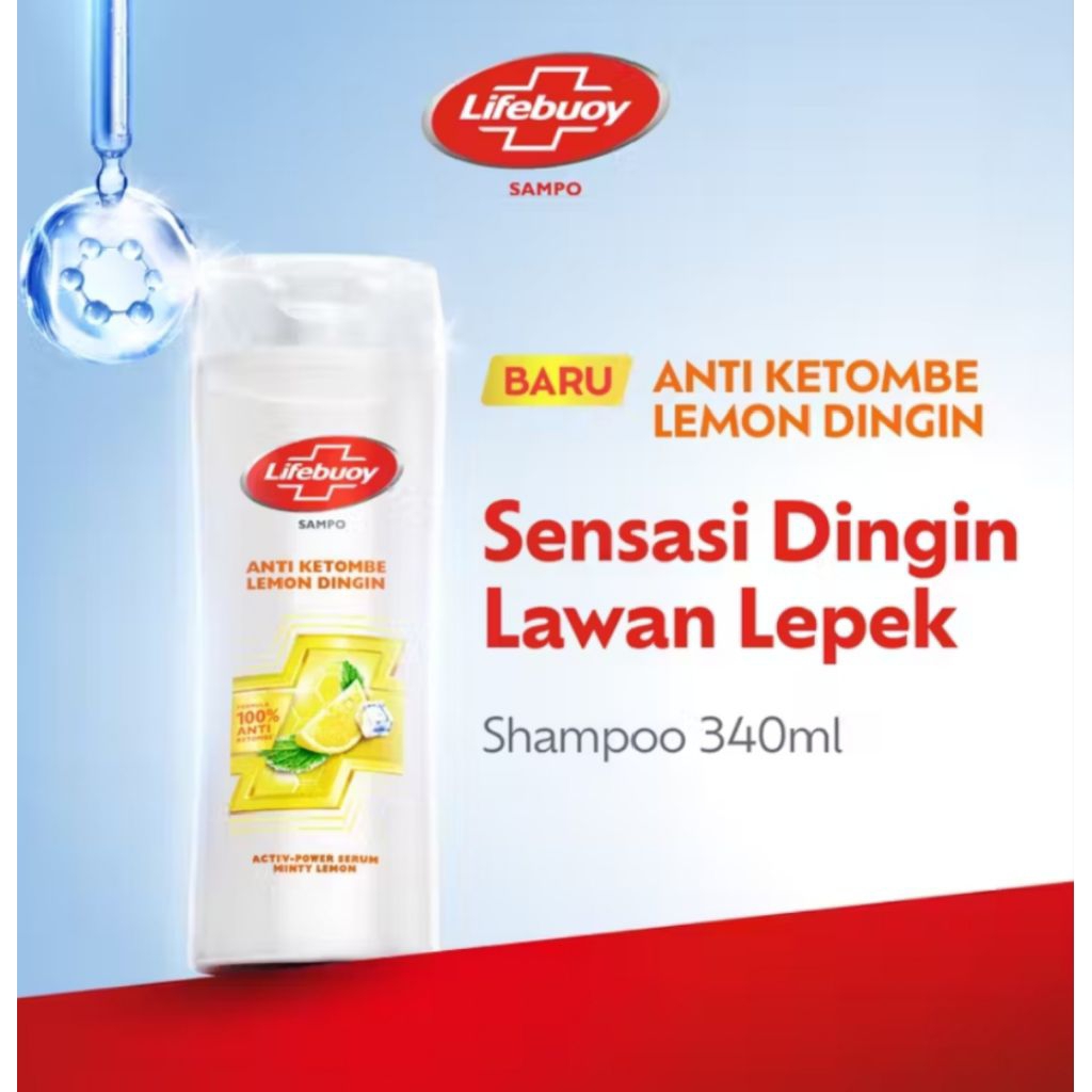 Shampoo lifebuoy 340ml anti ketombe lemon dingin.