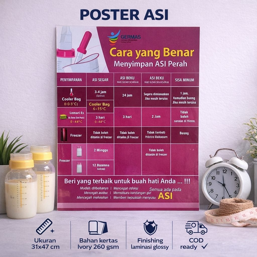 Poster Cara Menyimpan ASI - Poster Petunjuk Menyimpan ASI Perah - Poster ASI