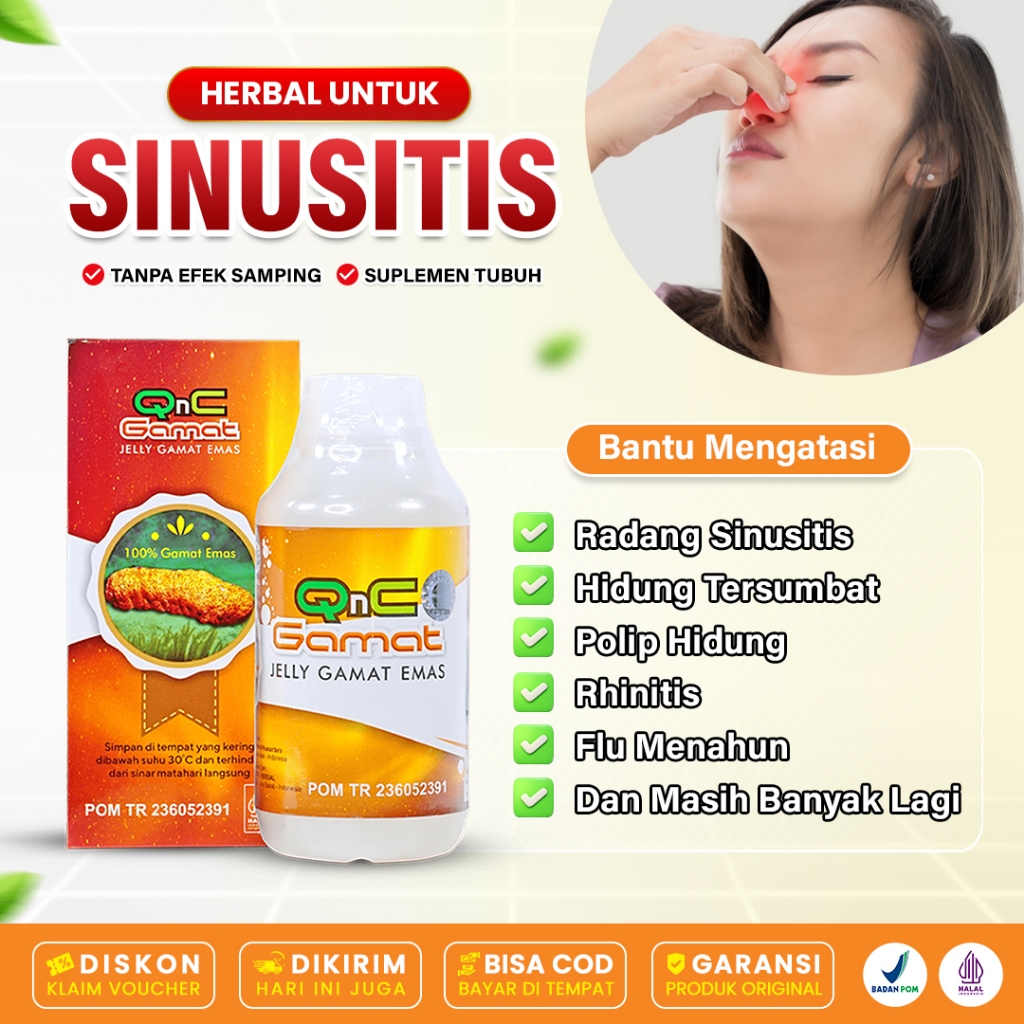 Qnc Jelly Gamat Original Obat Radang Sinus Sinusitis Hidung Tersumbat Polip Hidung Rhinitis Flu Mena