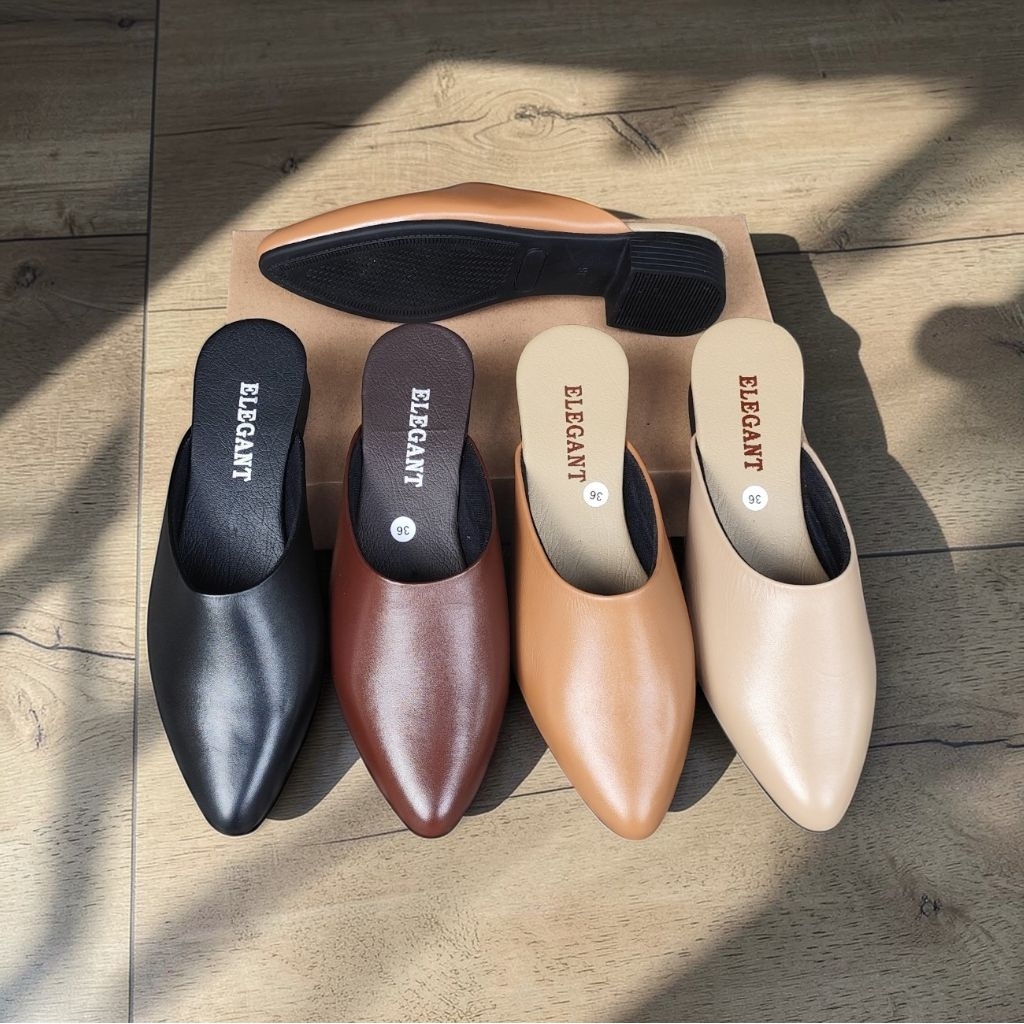 Selop wanita kulit asli | Selop Adat | Selop Jawa Elegan Hak 3 cm Sol TPR | Nyaman & Awet