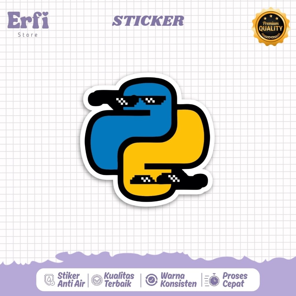 Stiker Logo Python Software Foundation Lucu Untuk Laptop, Hp, Helm, Motor, Tablet Programmer Coding 