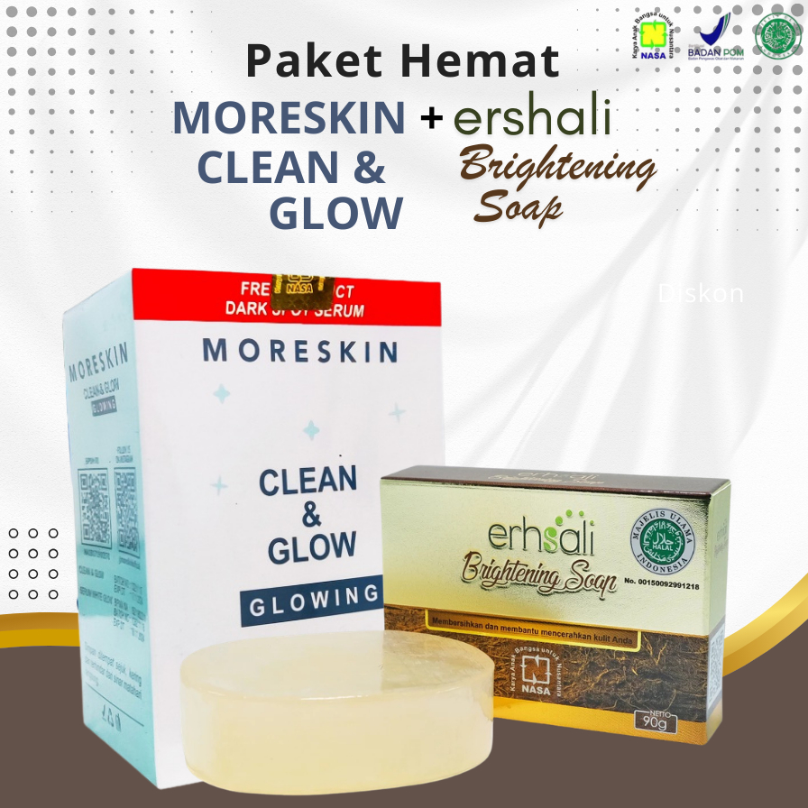 Paket Pencerah Kulit Berminyak Paket Glowing Nasa Original EBS Moreskin Clean & Glow