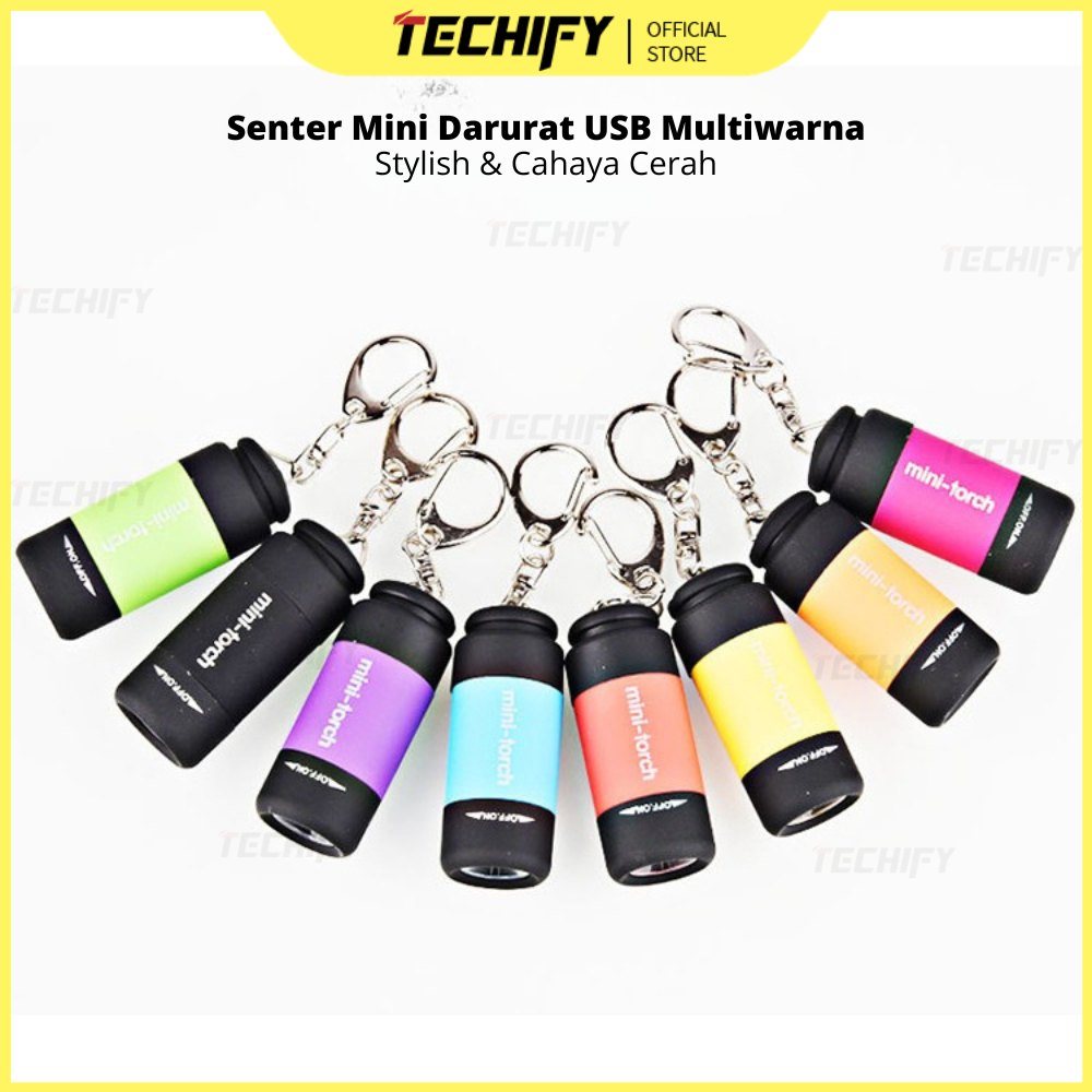 Lampu Senter Mini USB Rechargeable | LED Multicolor Dekoratif Gantungan Kunci | Flashlight Mini Tera