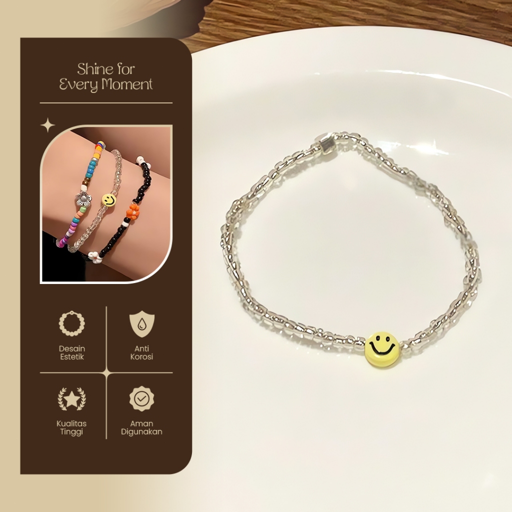 gelang manik korea gelang smile manik-manik putih