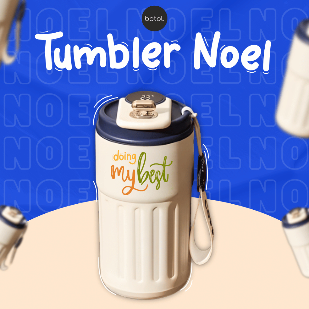 Tumbler Noel -Custom Nama 450ml – Tumbler Estetik Leakproof Tahan Panas Dingin 6 Jam Free Desain - T