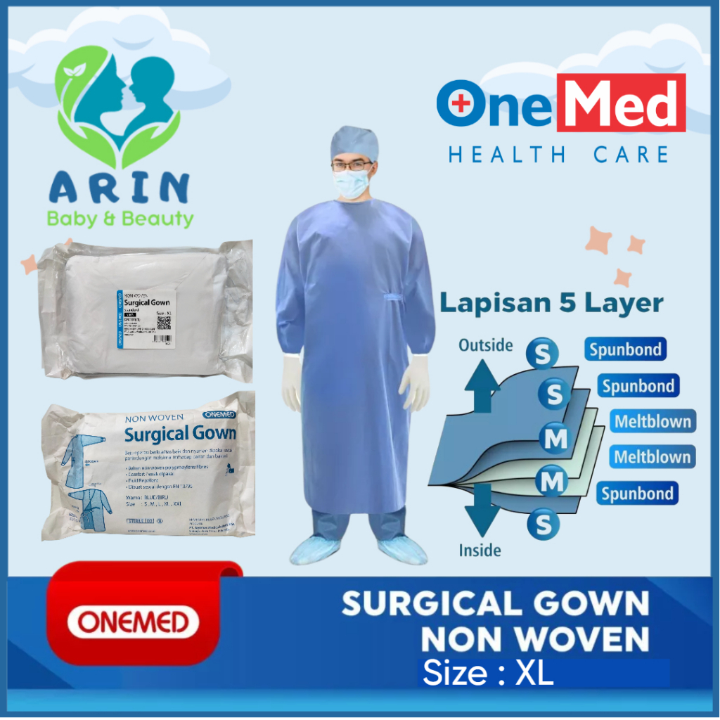 Baju Operasi Surgical Gown NonWoven OneMed Standard SMS – Ukuran  XL