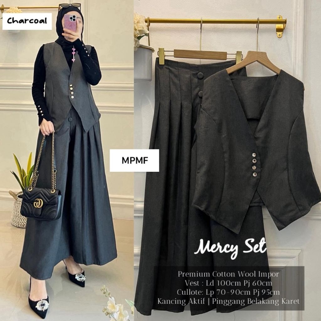 Setelan Wanita Kekinian/Setelan Kulot Wanita/Setelan Kulot Vest Wanita