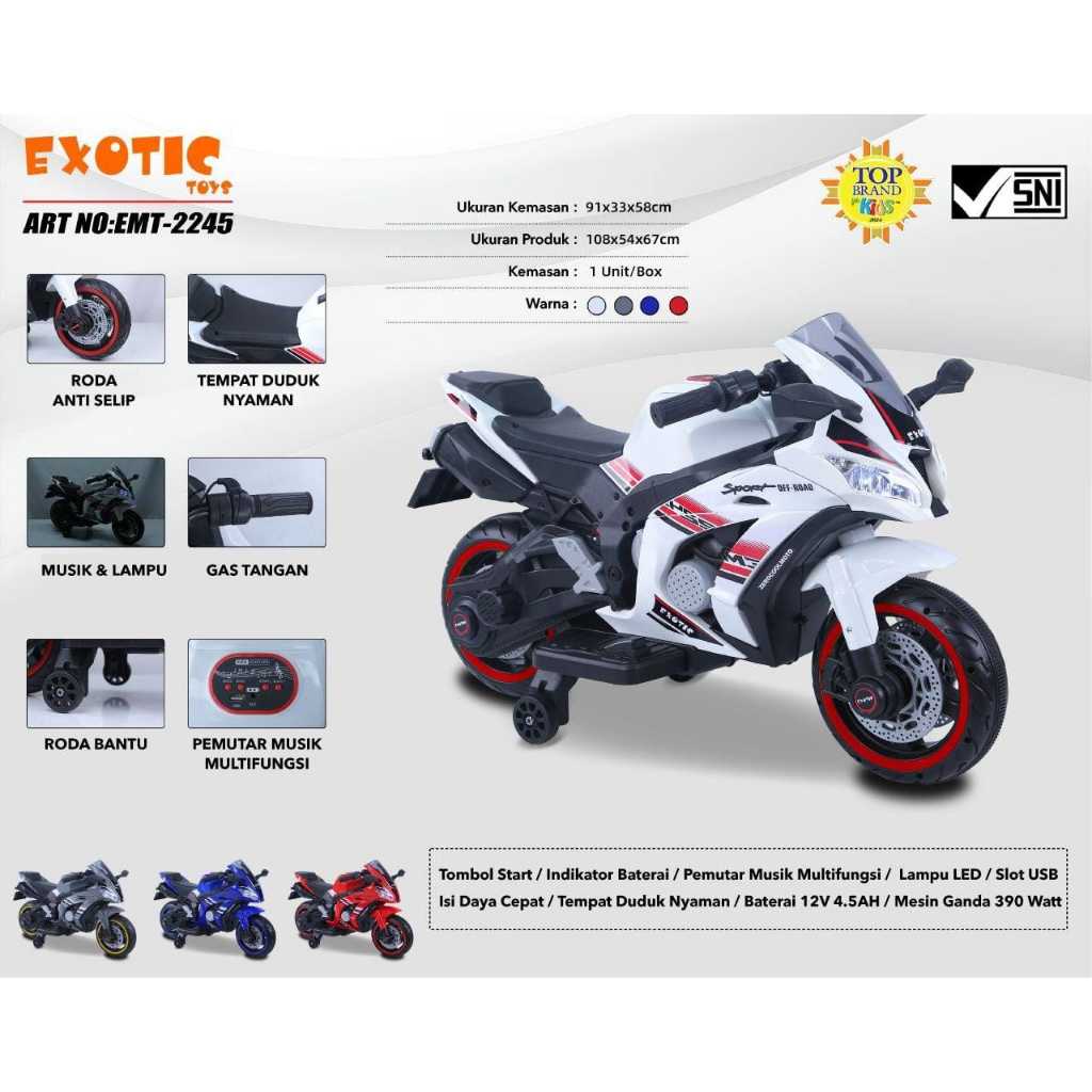 Sepeda Anak | Motor Aki Anak | Motor Aki Anak Ninja 12V-4.5AH Exotic Musik LED 2245