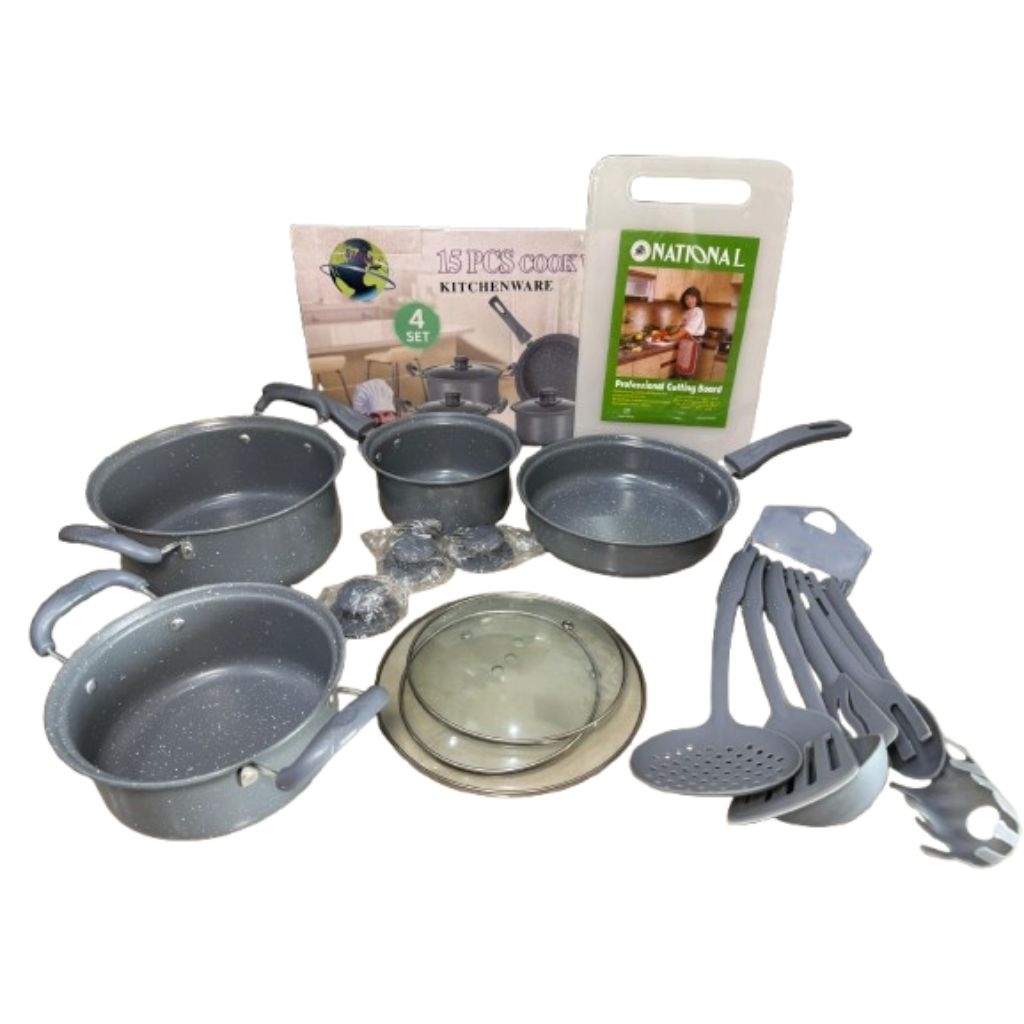Sinda Panci Set 15pcs Cookware Set Marble Anti Lengket