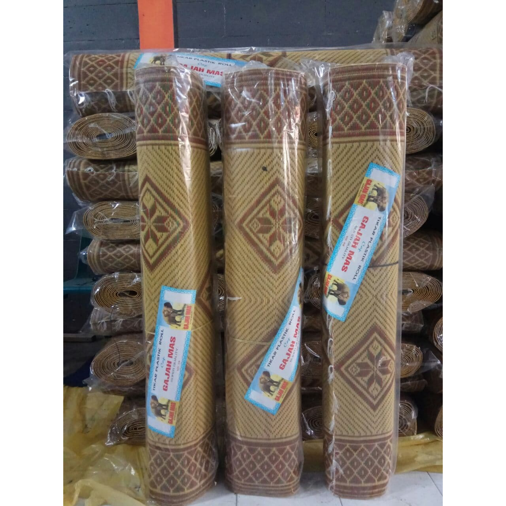 Tikar Lantai Plastik Gulung Cap Gajah Mas 5 m x 1,2 m Jahit Pinggir (Plisir/Tlisir) - Premium