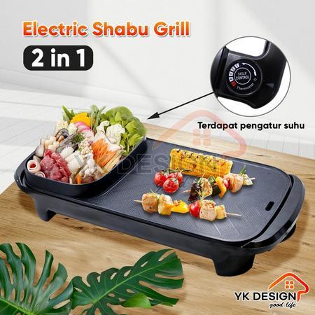 Panggangan Hot Pot 2In1 Teppanyaki Pan Shabu Panggangan Listrik