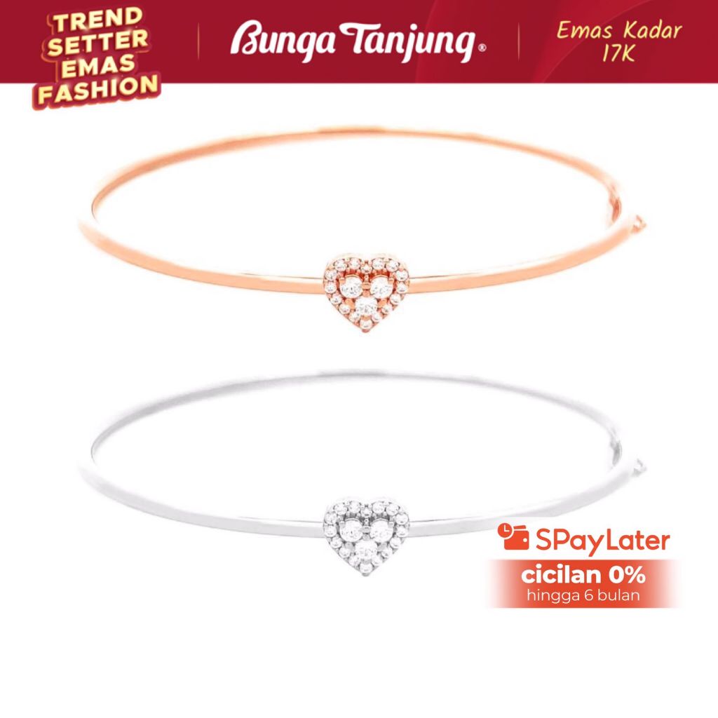 GELANG BANGLE HATI SOLITAIRE - EMAS 17K -BUNGA TANJUNG GOLD