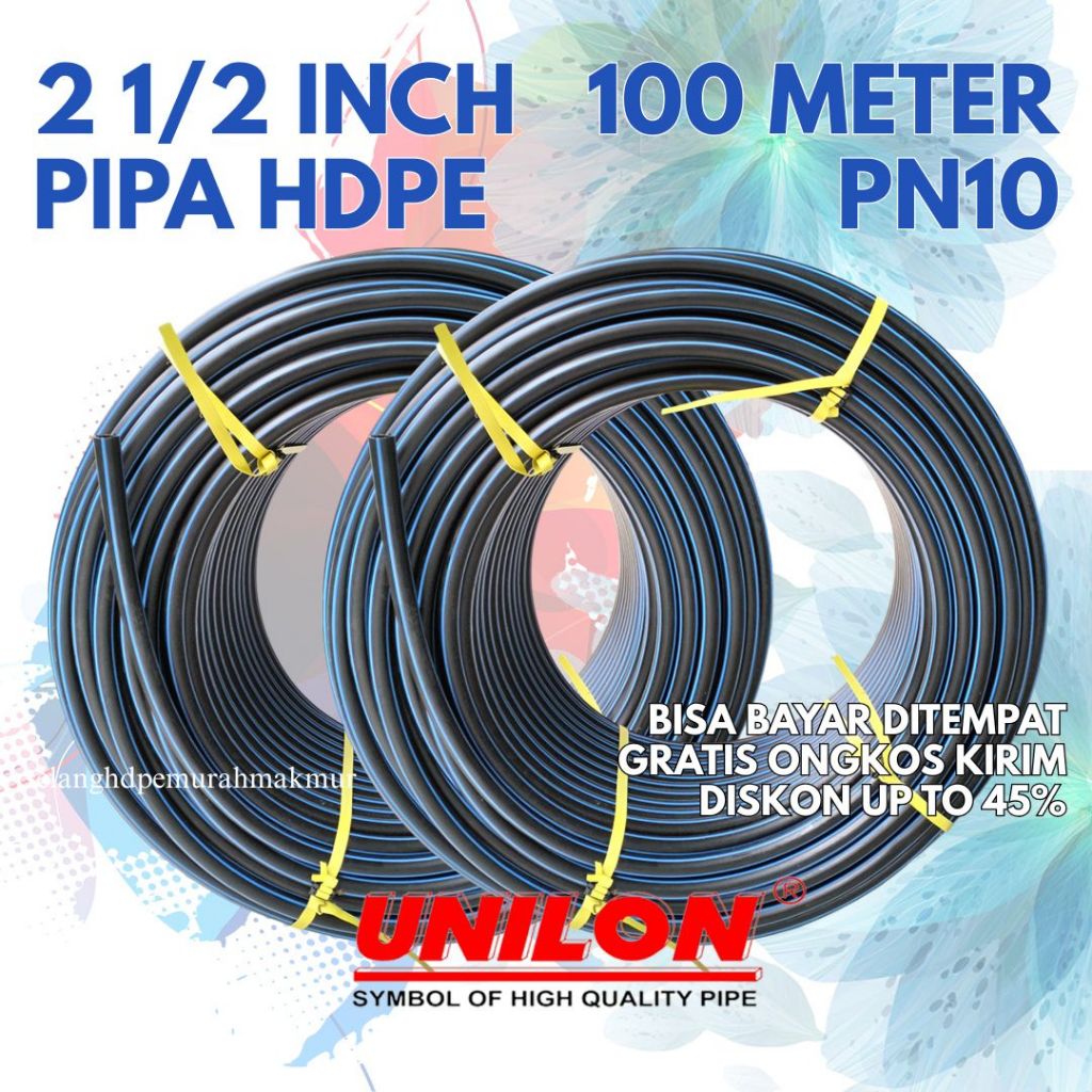 Pipa HDPE 2 1/2 inch 75mm Unilon Selang Air  PDAM barang baru (100METER)