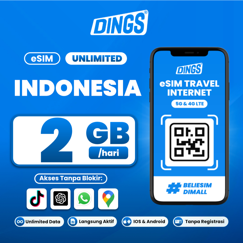 DINGS ORIGINAL eSIM Indonesia Unlimited Solusi IMEI Terblokir