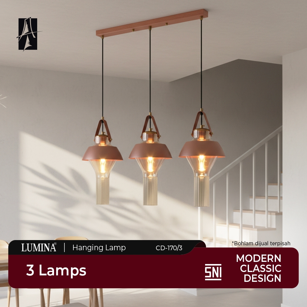 Lumina - Lampu Gantung Industrial Vintage Merah Dekorasi Meja Makan Cafe Restoran Bar Dapur Interior