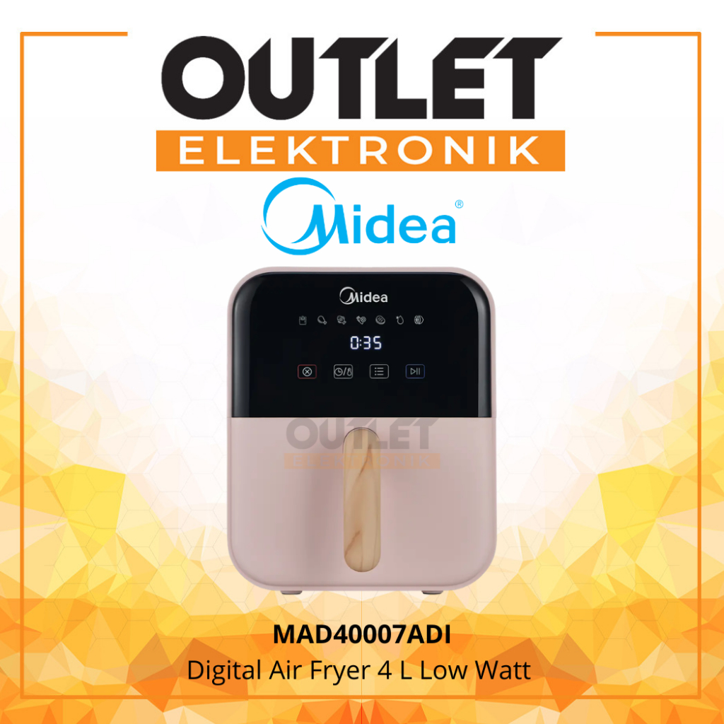Midea Air Fryer 4L MAD40007ADI / MAD40007 / MAD 40007 Pink - Multifungsi - 650W - Permukaan Anti Len