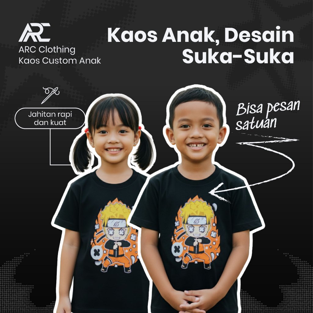 Kaos Anak Custom Foto Nama Sendiri - Cotton Combed Premium
