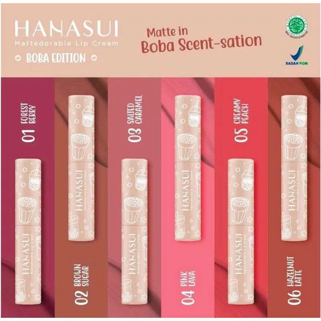 HANASUI Bobba Lip cream Edition / Lipstik - Lipgloss Kecantikan Grosiran Grosir Hanasui Boba Lip Cre