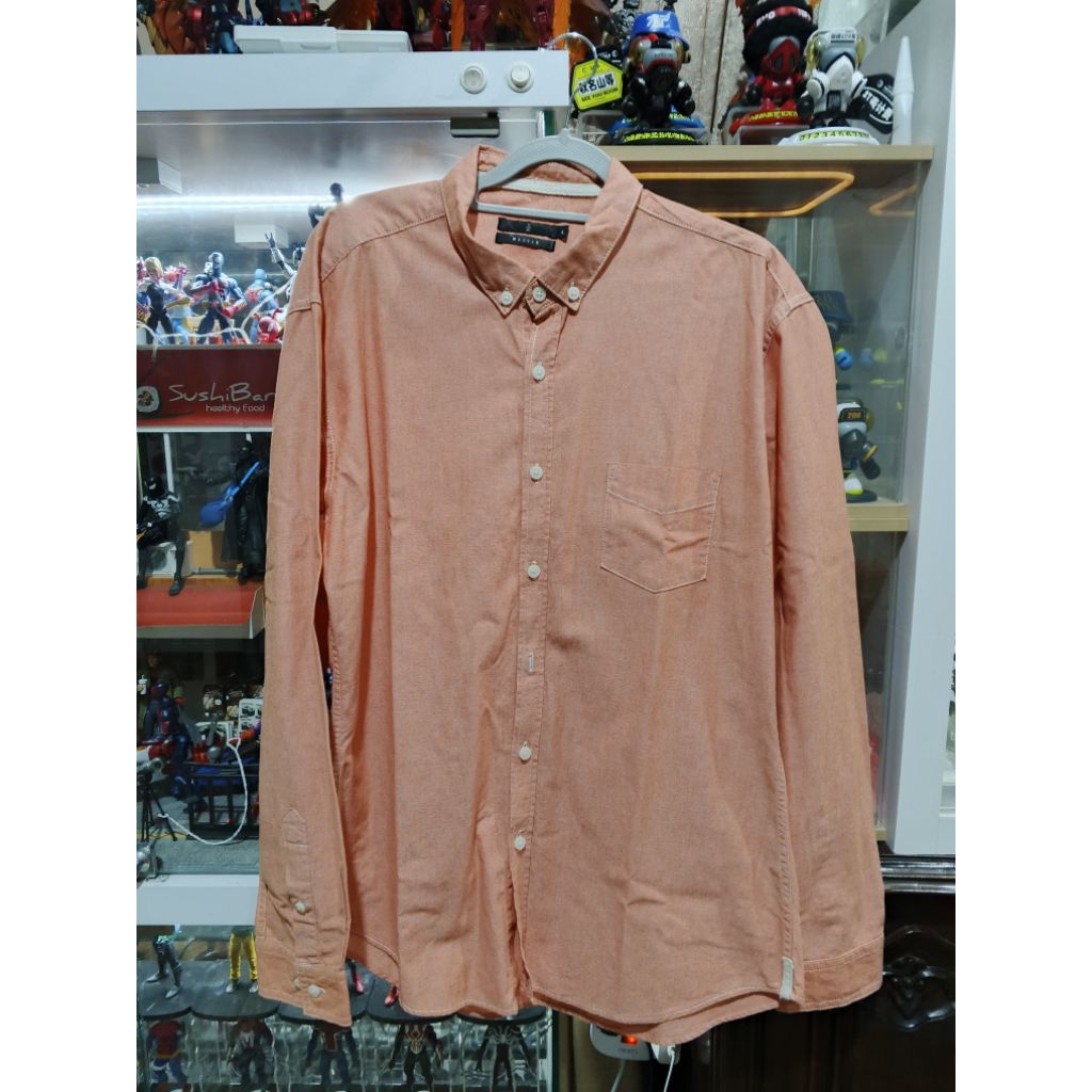 Kemeja Pria Lengan Panjang Orange Polos
