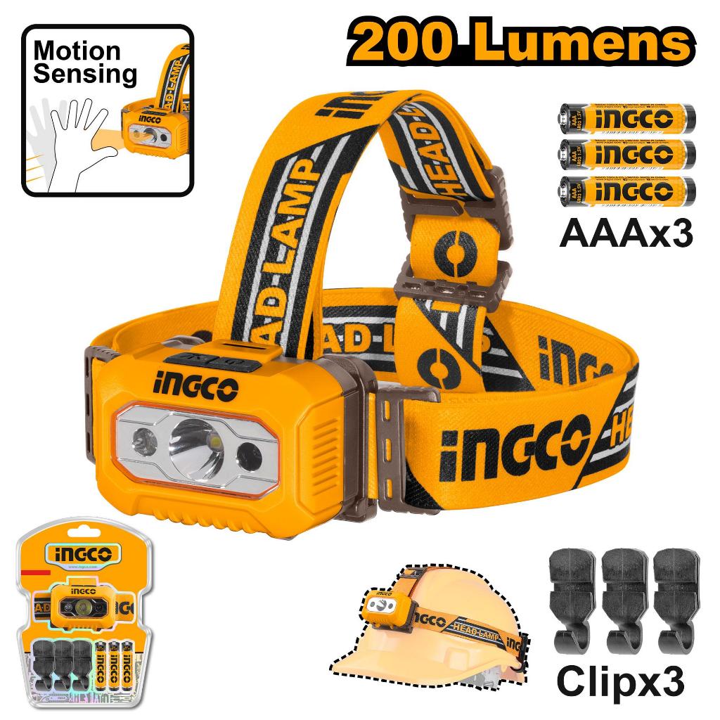 Senter Kepala LED (200 Lumens) Headlamp INGCO HHL013AAA8 Lampu Senter Headlamp LED Waterproof INGCO 