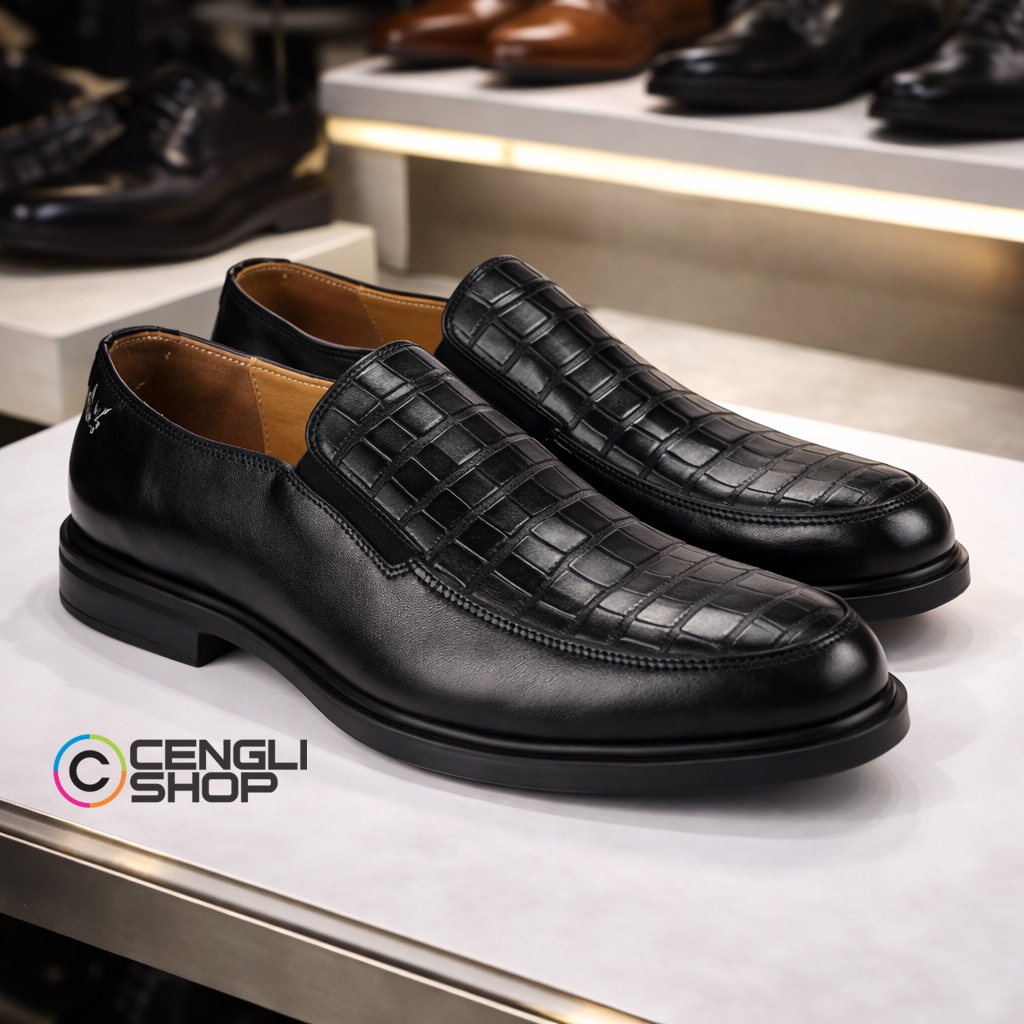 PL10 SEPATU PRIA PANTOFEL PLAYBOY ORIGINAL SLIP ON FORMAL KULIT ASLI ORI HITAM