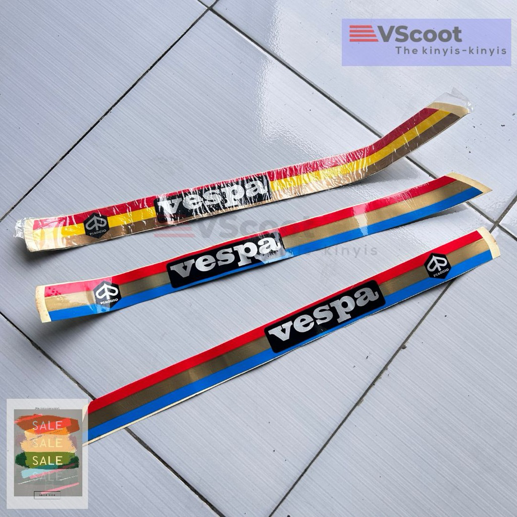 Stiker Tepong Kiri Kanan atau Striping Box Vespa Super Sprint Original Dealer