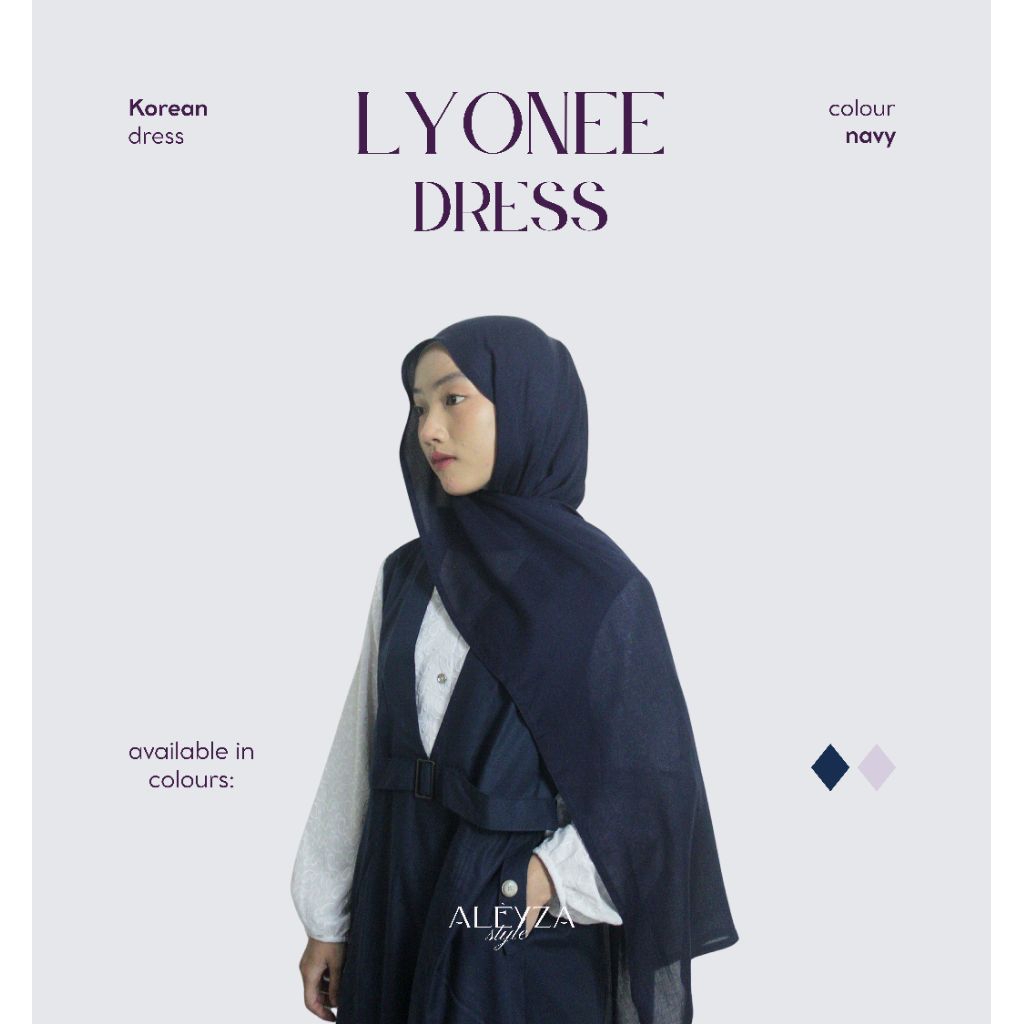 Aleyza.style | Lyonee Dress | Korean Dress | Navy & Lilac | Wudhu Friendly